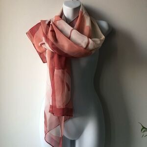 Pink and white Print Neck Scarf
